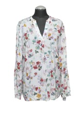 BRAX Damen Bluse 42 weiß bunt gemustert Langarm Stehkragen Viskose 180-642