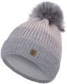 COMPAGNO weiche Damen Wintermütze Grobstrick mit Fleece-Futter mehrfarbig Mütze