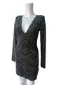H&M Bodycon Kleid Größe Small 10 Schwarz Gold Party Glitzer Damen NEU EU38 UVP 25£