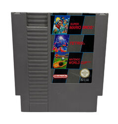 Nintendo NES 3 in 1 Super Mario Bros. Tetris World Cup PAL Spiel Modul Game