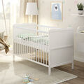 Babybett Kinderbett Gitterbett Jack 140x70 Weiß inkl. Komfort Matratze