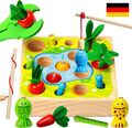 Kinder Holzspielzeug ab 2-4 Jahre Montessori Spielzeug Sortierspiel Angelspiel