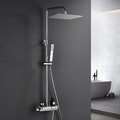 JOHO Duschsystem mit thermostat Regendusche Duschset Kopfbrause 35x25cm Chrom