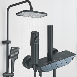 Duscharmatur Schwarz Duschset Regendusche Handbrause Mischbatterie Duschsystem