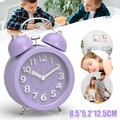 Wecker Quarz analog leise ohne Ticken Tischuhr Retro LED Nachtlicht Lila DHL