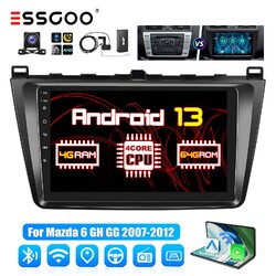 4+64G Carplay DAB+ Autoradio Android 13 GPS AHD Kamera Für Mazda 6 GH GG 07-2012