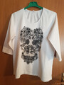 Damen T-Shirt Sheego Gr. 44/46 mit Totenkopf und Steinchen ungetragen TOP