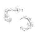 Ohrringe Ohrstecker 925 Sterling Silber Mond mit Zirkoniasteinen und Perle