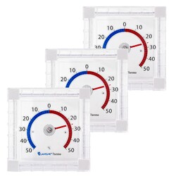 3 Stück Fensterthermometer selbstklebend analog Außen Fenster Thermometer Set