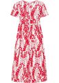 Kleid mit schönem Blumenmuster Gr. 42 Rot Weiß Floral Midi Casual-Dress Neu*