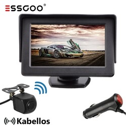 ESSGOO Kabellos Nachtsicht Rückfahrkamera + 4.3" LCD Monitor Bildschirm KFZ