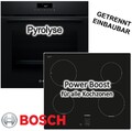 Herdset Bosch Backofen mit Induktionskochfeld Schwarz Pyrolyse PowerBoost