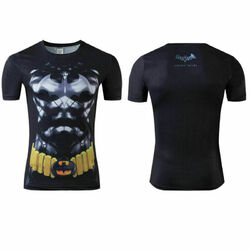 Herren Jungen Marvel Superheld Batman Kompression T-shirt Fitnessstudio Sports