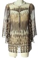 ESPRIT Langarm-Bluse Damen Bluse Gr. DE 38 braun-hellgrau-wollweiß Casual-Look