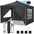 Party Pavillon 3x3m mit 4 Seitenwänden Wasserdicht Faltpavillon Höhenverstellbar