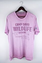 Camp David Herren T-Shirt kurzärmelig lila Baumwolle Pullover Größe XL