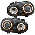 Depo Scheinwerfer Set Angel Eyes für VW Golf 4 IV Bj. 97-03 Schwarz mit NSW