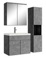 Badezimmer Badmöbel Set Montreal mit Spiegelschrank 60cm Waschbecken Dunkle Grau