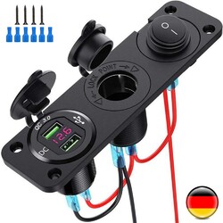 Auto KFZ Zigarettenanzünder Steckdose mit Dual USB Ladegerät Buchse Einbau 12V
