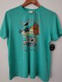  T-Shirt neu mit Etikett Joanie 'Norman' Brighton blauer Stranddruck Größe Large * NEU