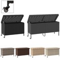 Gartentruhe mit Rollen Poly Rattan Auflagenbox Kissenbox Kissentruhe Gartenbox