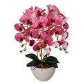 Künstliche Orchidee Kunstpflanze Weißer Topf 3-stämmige Blumen