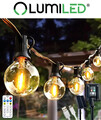 LUMILED LED Solar Lichterkette 10/15/20m außen Glühbirnen G40 mit Fernbedienung