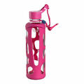 Leonardo Trinkflasche Bambini Flamingo, Kindertrinkflasche, Glas, pink, 500 ml