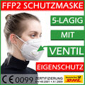FFP2 Atemschutzmaske Maske mit Ventil Filter 5lagig schwarz weiß CE zertifiziert
