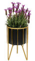 Blumenhocker mit Topf Metall Gold Schwarz Rund 32-45 cm Blumenständer