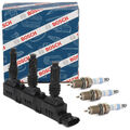 BOSCH Zündspule + 3x BOSCH Zündkerze für OPEL AGILA A CORSA C D 1.0 60 PS Z10XEP