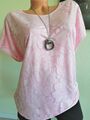 Gr. 44-46 * 52-54 MONA Spitzenshirt doppellagig vorn Viskose rosa - 50% Rabatt