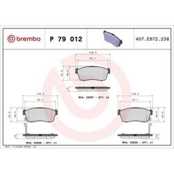 P 79 012 BREMBO Bremsbelagsatz, Scheibenbremse PRIME LINE