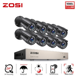 ZOSI HD Überwachungskamera Set Außen 8CH H.265+ DVR 1080P Bullet Kamera Wie Neu