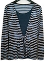  Tolles Damen Shirt m. Jackeneffekt Gr. XXL Langarm  blau weiß Gestreift 