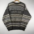Vintage Pullover Shop Strickpullover Größe XL grau mehrfarbig geometrisch Argyle Herren