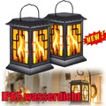 2x Solarleuchte LED Solar Garten Flammeneffekte Solarlampe Hängeleuchte Laternen