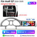 10.25” Für Audi Q7 MMI 3G 2010-2015 Carplay Autoradio Android13 GPS NAVI WIFI+4G