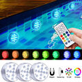 4X Poolbeleuchtung Unterwasser Licht RGB LED Magnet Wasserdichte + Fernbedienung