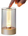 B-Ware LED Akku Design Tischlampe Tischleuchte mit Glühdraht 1800mAh Gold