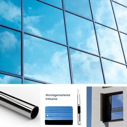 Spiegelfolie (14€/m²) Sonnenschutzfolie PREMIUM UV-Schutz Fensterfolie Silber 🌞Gratis Montage-Werkzeug 🌞 Kostenloser Versand 🌞