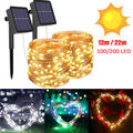 Solar Lichterkette Beleuchtung 100-200 LED Kupferdraht Party Garten Außen Deko