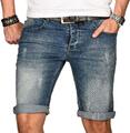 A. Salvarini Herren Designer Jeans Short kurze Hose Slim Sommer Shorts Bermuda