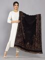 Damen Übergröße 100% Kaschmir Indian Wolldecke Umhängetuch Schwarz Paisley Schal