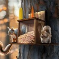 Eichhörnchen wetterfest Futterhaus Holz Futterkasten Futterstation Nussspender