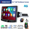 8 Kern 6+128G Carplay 1 DIN Autoradio Android 14 WIFI 10.1" Drehbarer Bildschirm
