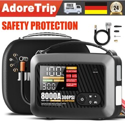 8000A Auto Starthilfe Powerbank Jump Starter Ladegerät KFZ mit Luftkompressor DE
