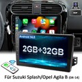 DAB+ 2+32G Für Opel Agila B 04-14 Suzuki Splash Autoradio Android 14 CarPlay KAM