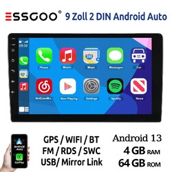 Android 13 Autoradio 9" 2 DIN 4+64G Wireless Carplay GPS Navi USB FM RDS BT SWC