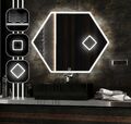 HEXAGON SPIEGEL LED TSH KOSMETIKSPIEGEL HAIZMATTE DESIGNSPIEGEL